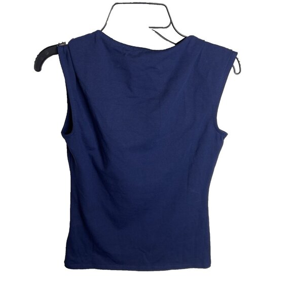 J.Crew $45 Cap-sleeve stretch cotton-blend squareneck tank top Navy Sz XS CG020 - Picture 6 of 6